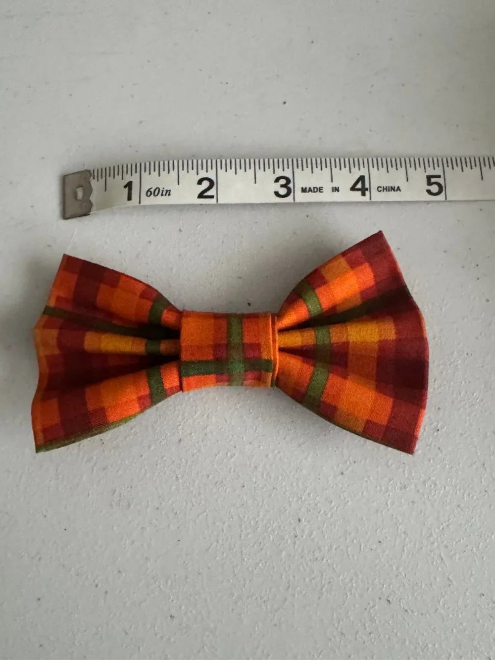 Medium Fall Plaid Brown Red & Green Dog Bowtie - HANDMADE